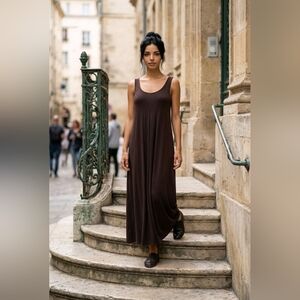 George Brown Sleeveless Maxi Dress Size M 8-10 Flowy Stretch